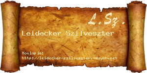 Leidecker Szilveszter névjegykártya